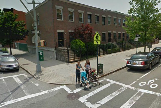 Google Street View happens to show women with strollers at the intersection